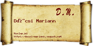 Décsi Mariann névjegykártya